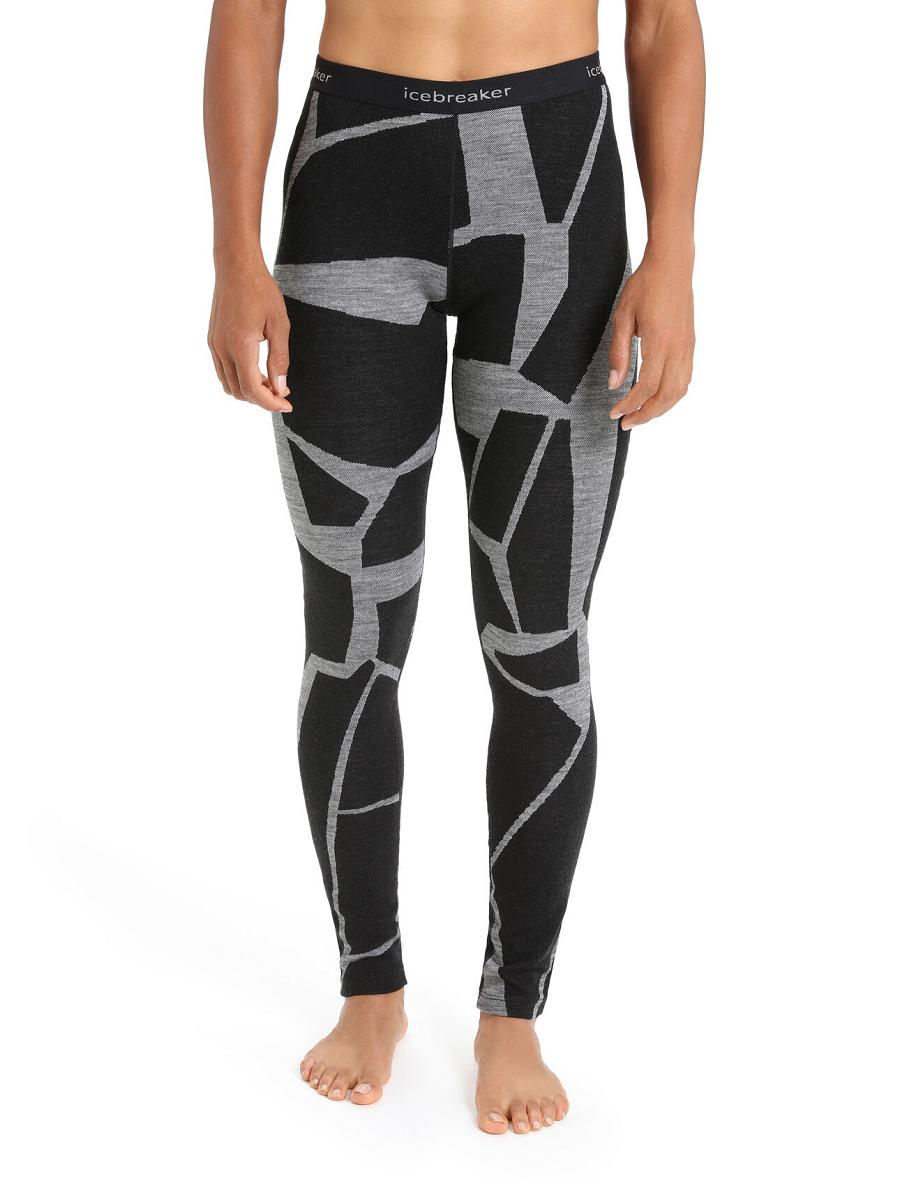 Leggings Icebreaker Merino 250 Vertex Thermal Fractured Landscapes Femme Noir | FR 1542ILHS